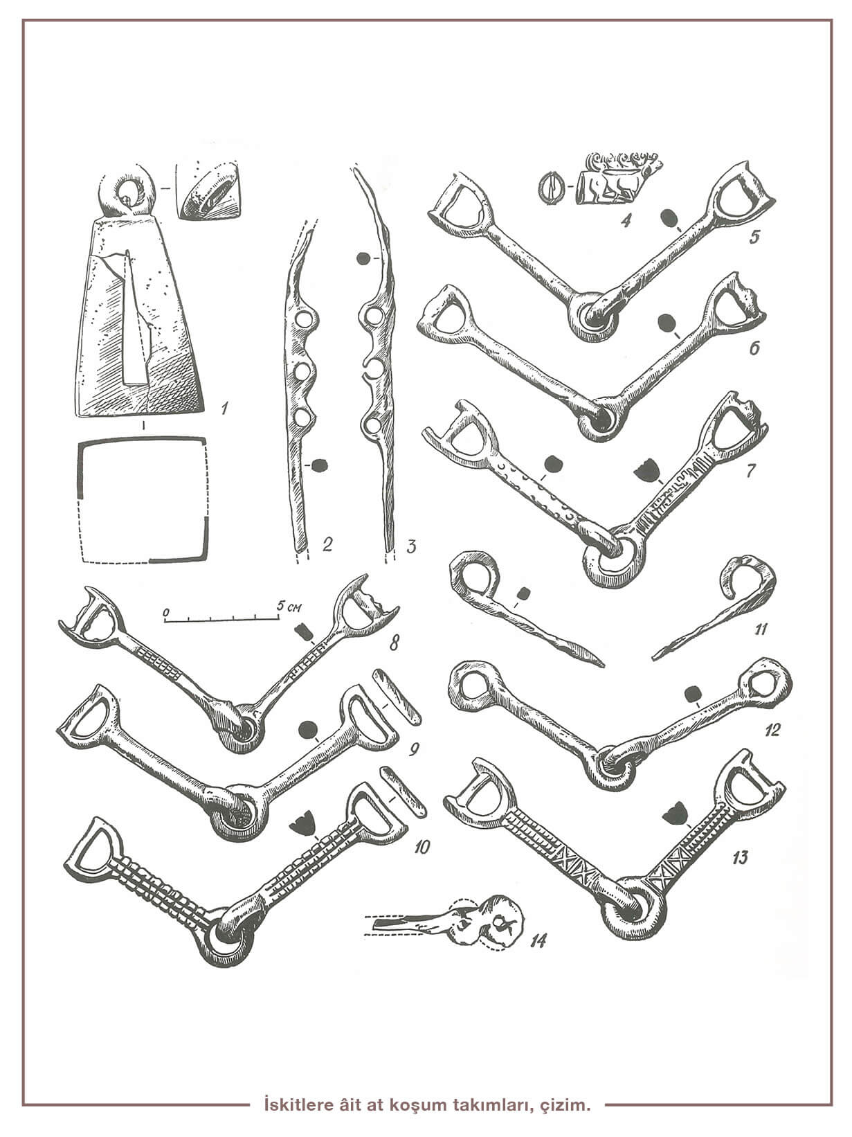 İskitlere âit at koşum takımları, çizim.