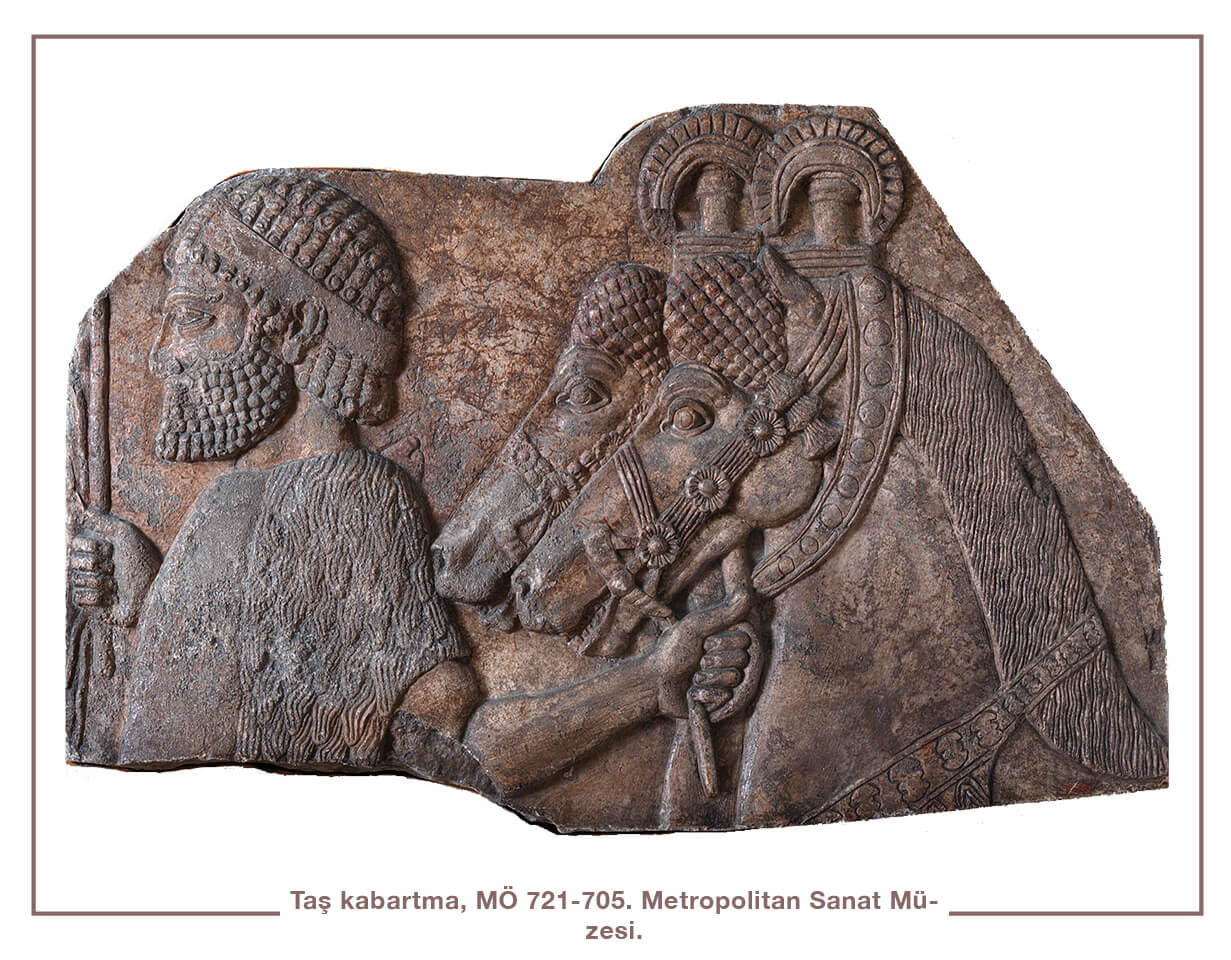 Taş kabartma, MÖ 721-705. Metropolitan Sanat Müzesi.