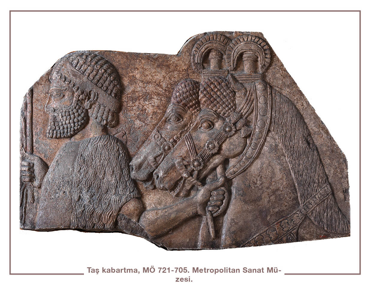 Taş kabartma, MÖ 721-705. Metropolitan Sanat Müzesi. Taş kabartma, MÖ 721-705. Metropolitan Sanat Müzesi.