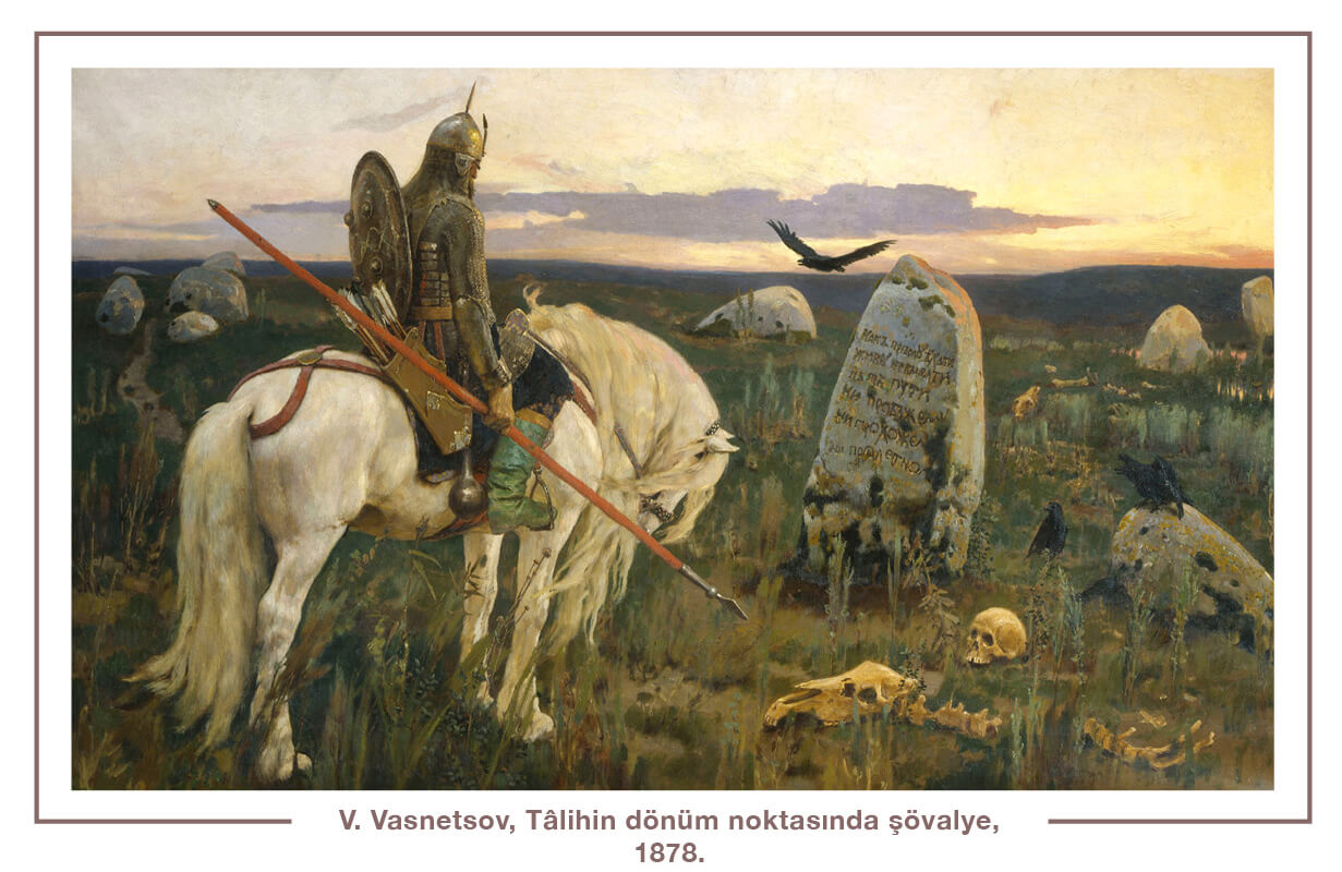 V. Vasnetsov, Tâlihin dönüm noktasında şövalye, 1878. 